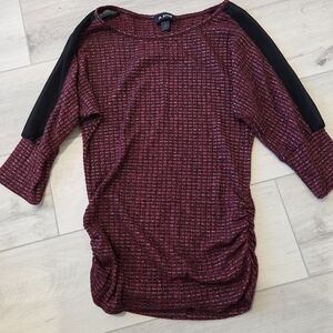 Red and Black Knit Top